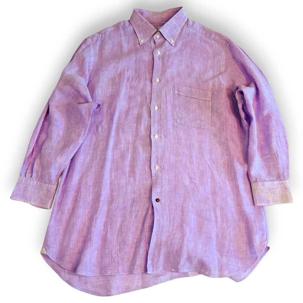 Carrel Mens 18.5 / 46 Linen Shirt Purple